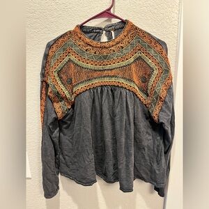 Free People Embroidered Long Sleeve